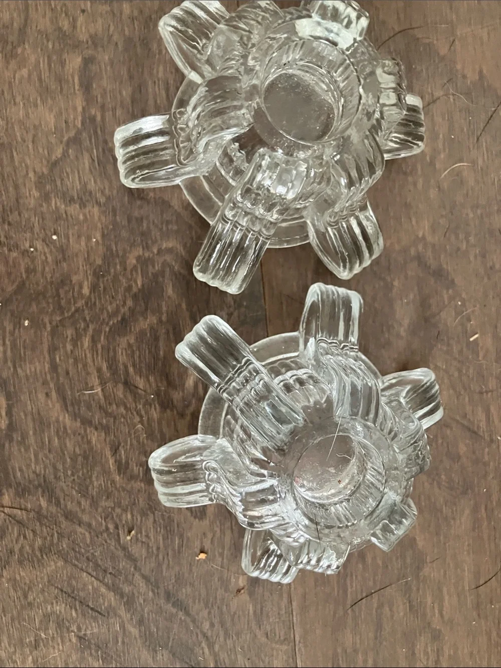 Vintage Tea light flip to taper candle glass Candle Holders - Set of 2
